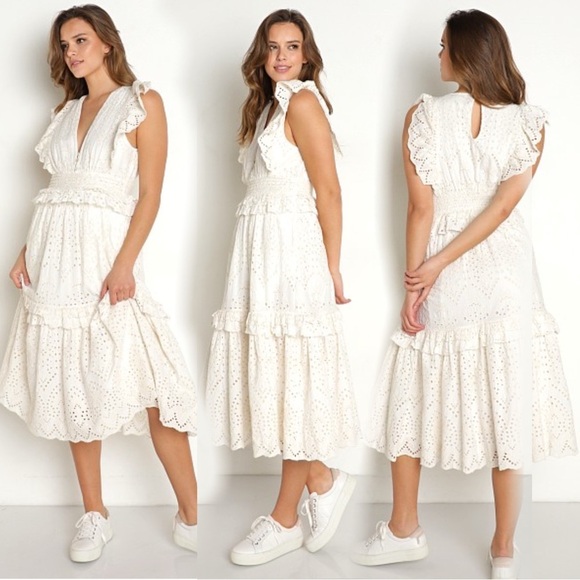 CLEOBELLA Cherie Midi Dress Ivory Large - Picture 1 of 1